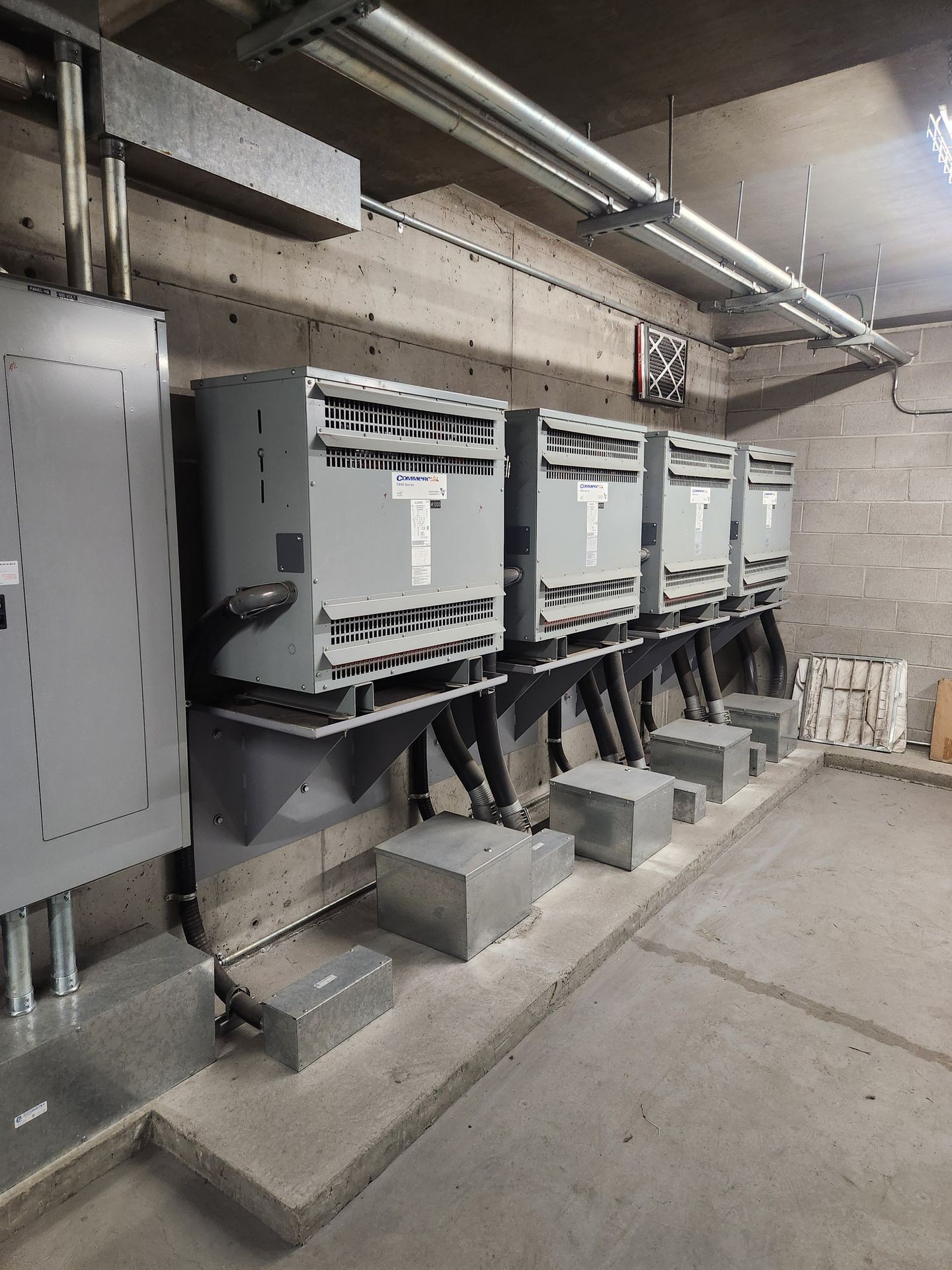 Commercial transformers in a multi-family building